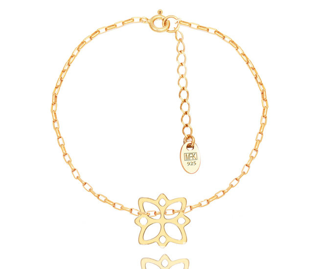 1383/25 bransoletka srebrna 925 pozłacana z kwiatem