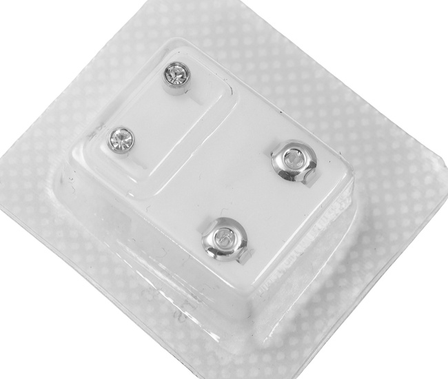 kolczyki z cyrkoniami sterylne srebrne stal chirugriczna kosmetyczne 1777/18