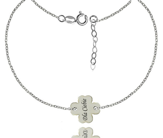 BR745 bransoletka grawerunek laser celebrytka koniczynka srebro 925