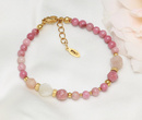 różowa bransoletka pozłacana z kamieniami naturalnymi 1826