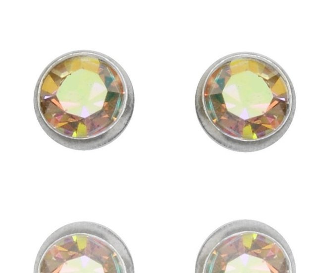 480/308 kolczyki srebrne z błyszczącą cyrkononią tęczowa