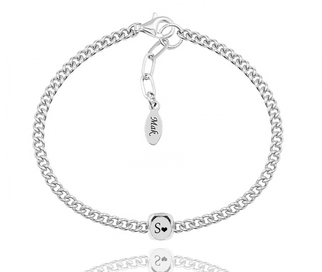 1494 bransoletka kostka z grawerunkiem stalowa