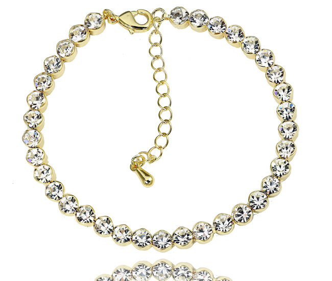 599/1091 bransoletka  z cyrkoniami na ślub pozłacana