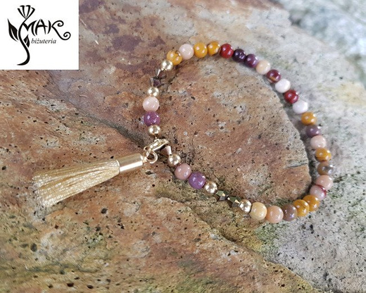 BR950 BRANSOLETKA pozłacana mokait, Swarovski Element