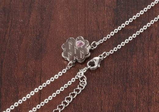 N 599/515 NASZYJNIK STAL SZLACHETNA , celebrytka, koniczynka grawer