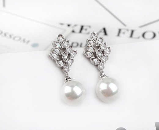 KOL 599/868 KOLCZYKI srebrne wysadzane cyrkoniami z perłą