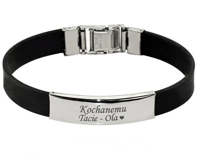 BR675 BRANSOLETKA Z GRAWEREM czarna męska