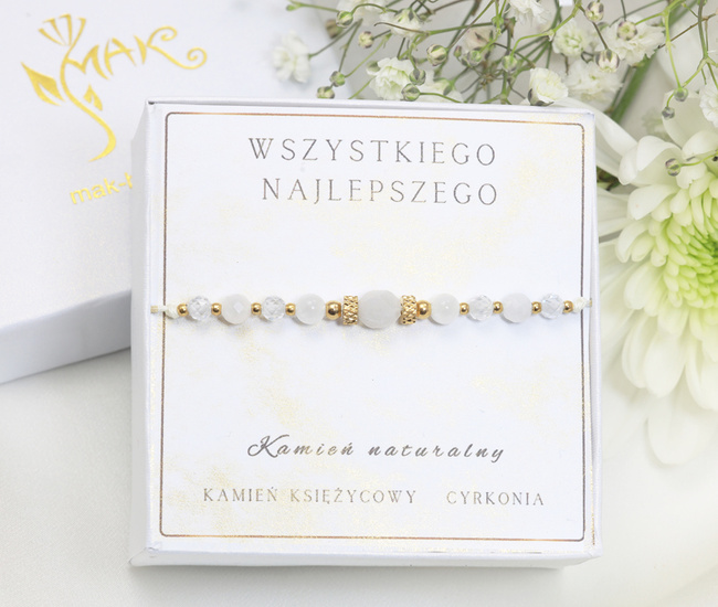 Zestaw urodzinowy bransoletka  kamień księżycowy 1873/8