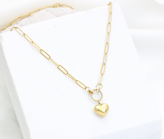 Naszyjnik pozłacany stal szlachetna serce 1857/14