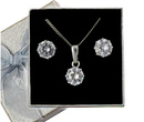 480/77  komplet srebrny okrągłe z białymi cyrkoniami
