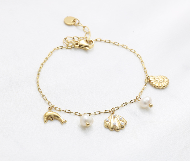 Bransoletka z motywami podróżniczymi, pozłacana stal szlachetna 1857/22