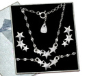1136 gwiazdki komplet srebrny 925 celebrytka naszyjnik kolczyki bransoletka