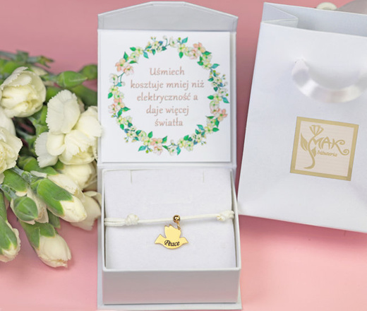 1205 bransoletka grawerowana srebro 925 złocone gołąb