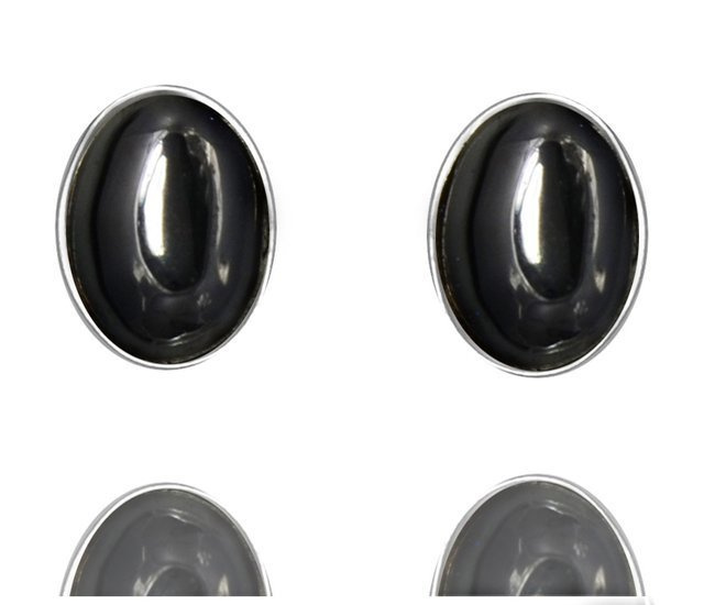 480/392 kolczyki srebrne owalne hematyt