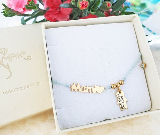 1274/4 bransoletka srebro 925 pozłacane Mami dla mamy z grawerem