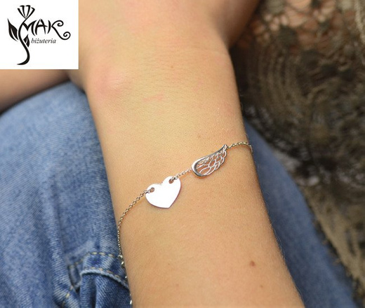 NK851 naszyjnik grawerunek celebrytka serce skrzydło srebro 925