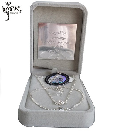 KPL696 biżuteria Swarovski KOMPLET kryształy + pudełko z grawerem