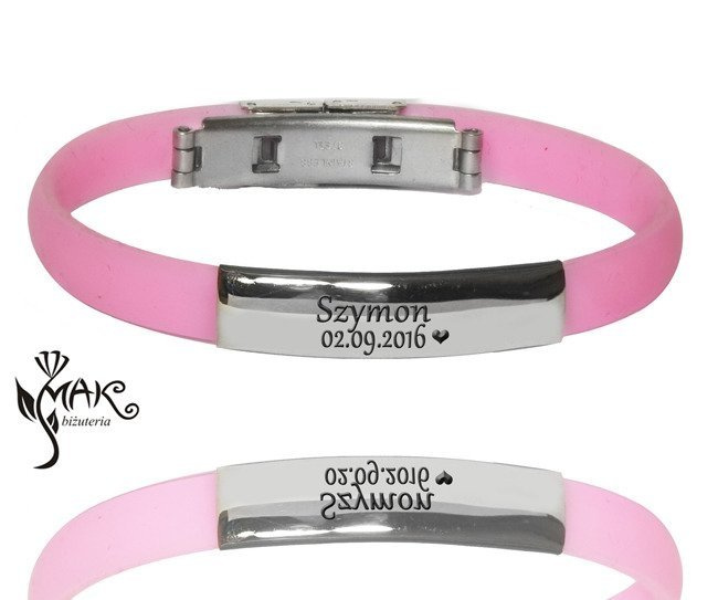 BR345 BRANSOLETKA Z GRAWEREM laser różowa