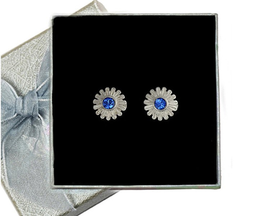 480/141 kolczyki srebrne kwiatuszki z chabrową / niebieską cyrkonią