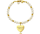 1109 bransoletka z grawerem złota serce stal perełki naturalne
