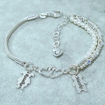 1126 Bransoletka z grawerem kryształów dwie zawieszki