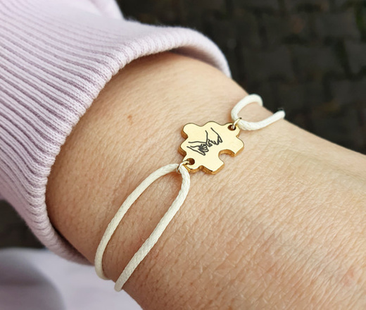 1313 bransoletka grawerowana srebro 925 złocone puzzel obietnica