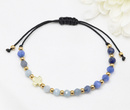  bransoletka różaniec z kamienia naturalnych stal złocona  niebieska 1877/1