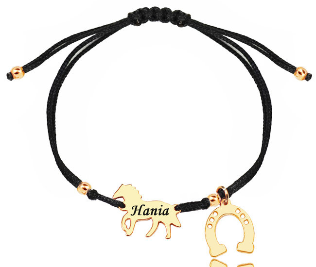 1338 BRANSOLETKA Z GRAWEREM złota na sznureczku