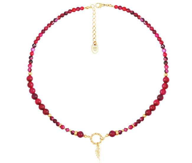 1383/6 naszyjnik srebrny 925 pozłacany fuksja