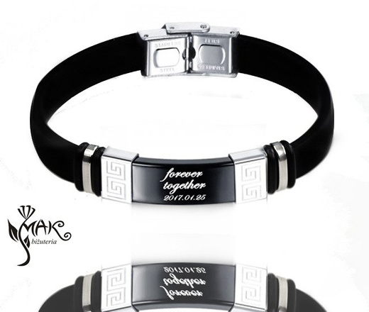 BR830 BRANSOLETKA Z GRAWEREM męska kauczuk