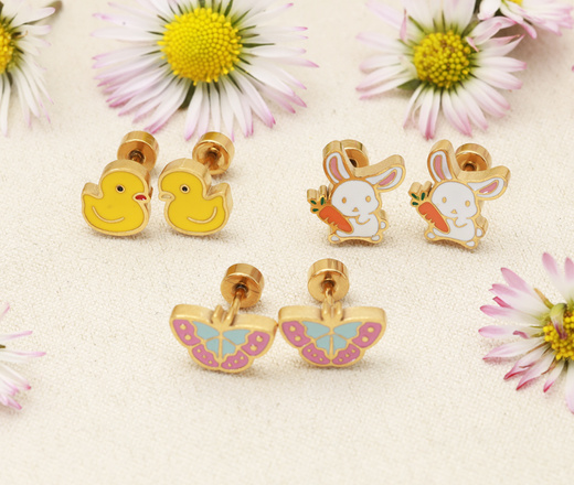 kolczyki dla dziewczynki lwy z emalią 1777/12