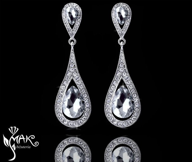 Kol 656/20 KOLCZYKI ślubne, cyrkonie długie Piękne