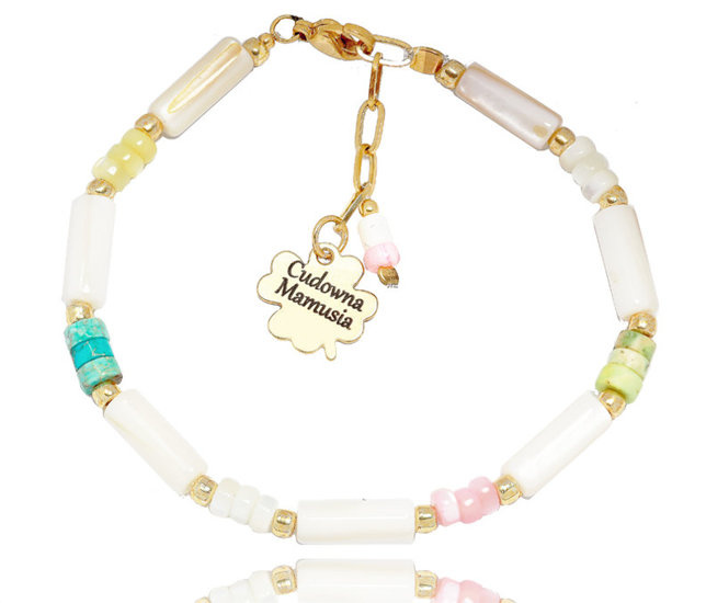 1528 bransoletka grawerowana z kamieniami naturalnymi  dla mamy
