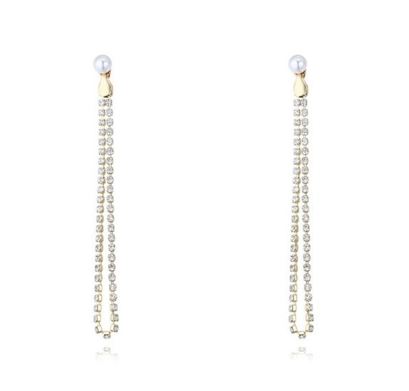 KOL 599/896 KOLCZYKI długie z cyrkoniami, żółte złoto