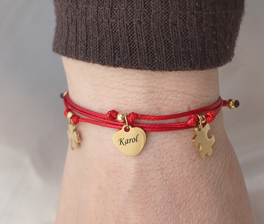 Bransoletka złocona z grawerowanymi charmsami 1785