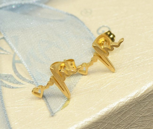 KOL911 KOLCZYKI sztyft stalowe złote linia życia