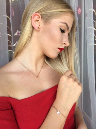 Nk 599/734 NASZYJNIK ze stali gwiazdki różowe złoto