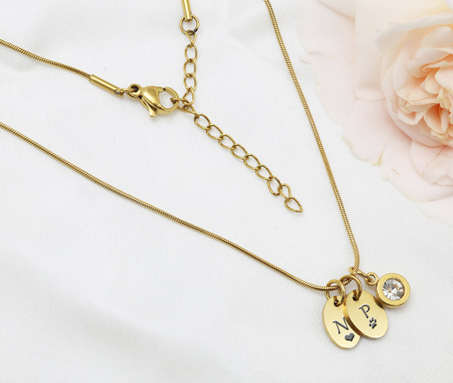 Naszyjnik grawerowany z blaszkami pozłacany1852/4