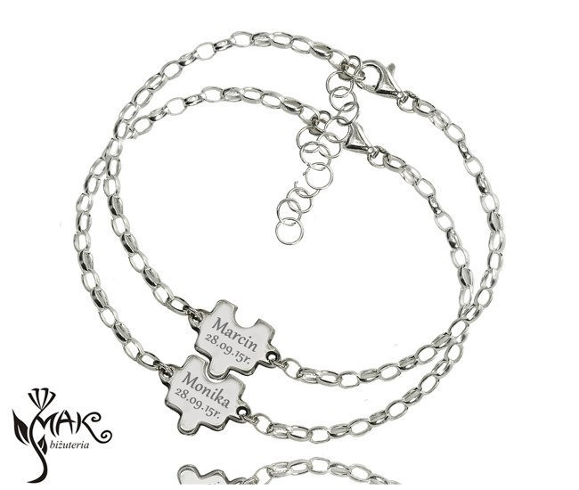 BR834 puzzle komplet BRANSOLETKI z GRAWERUNKIEM laser