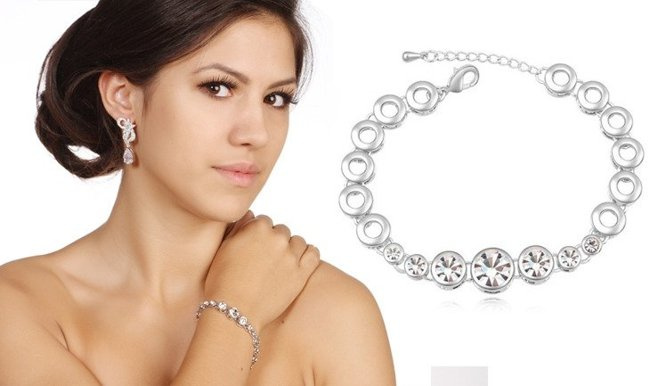 BR599/314 BIAŁE ZŁOTO CYRKONIE BRANSOLETKA