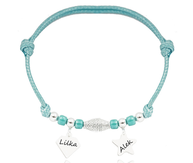 1391 bransoletka srebrna 925 z zawieszkami grawerowanymi