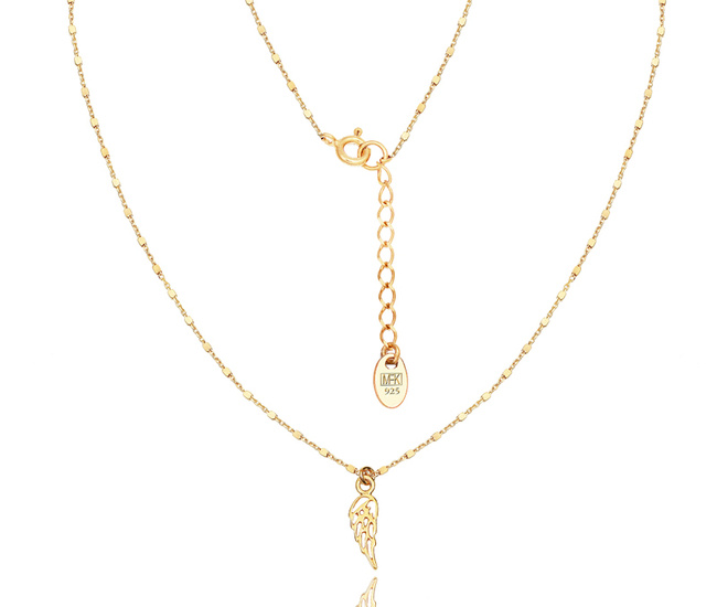 1380 naszyjnik z piórkiem srebrny 925 pozłacany