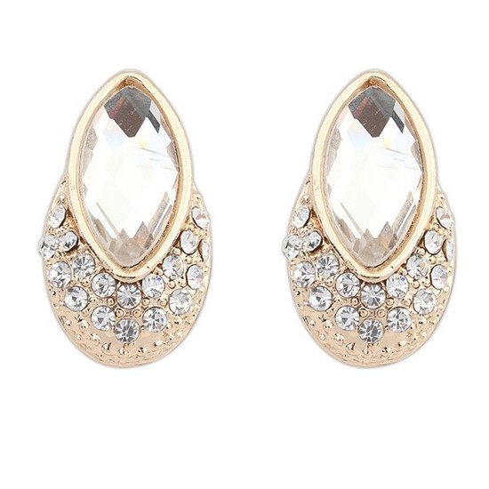 Kol  599/114  kolczyki kryształy złocone z oczkiem krystalicznym