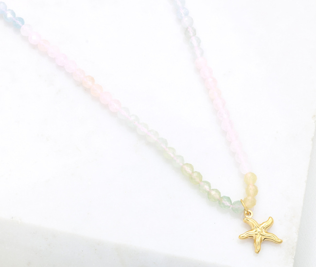 Naszyjnik z gwiazdą i kamieniami naturalnymi (morganit) 1799/9