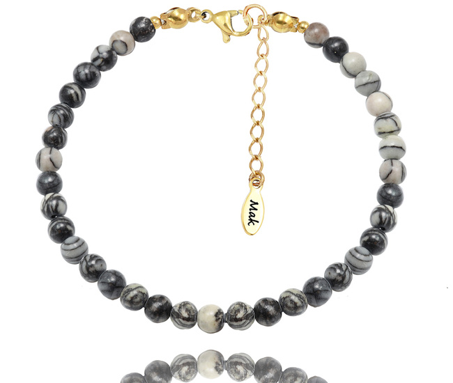 1728/11 bransoletka jaspis picasso kamień naturalny złocona