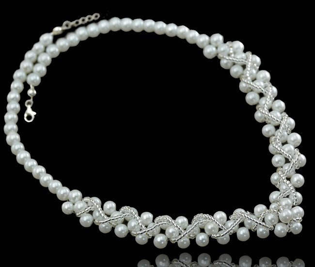 NK437  NASZYJNIK  PEREŁKI   - ŚLUB