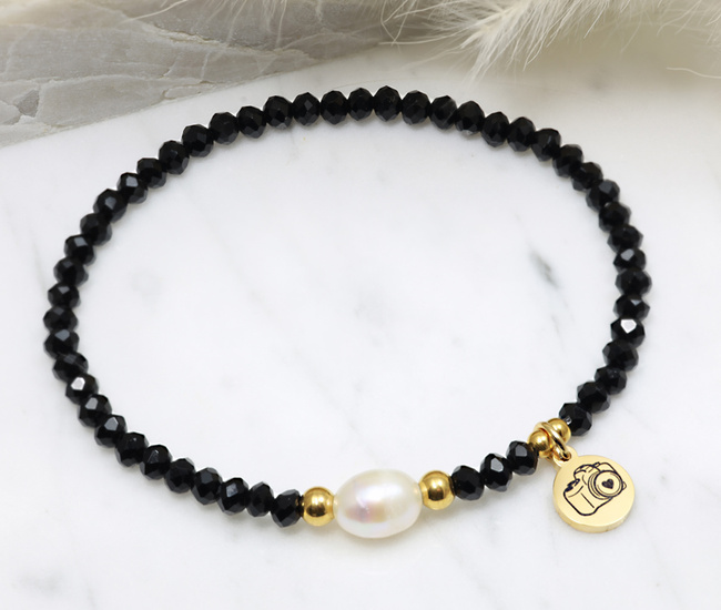 Bransoletka damska grawerowana z perłą naturalną dla fotografa 1817