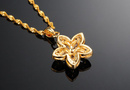 NK599/466 NASZYJNIK żółte złoto cyrkonie kwiat
