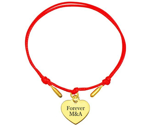 1191 bransoletka srebrna 925 pozłacana złota na sznureczku serce