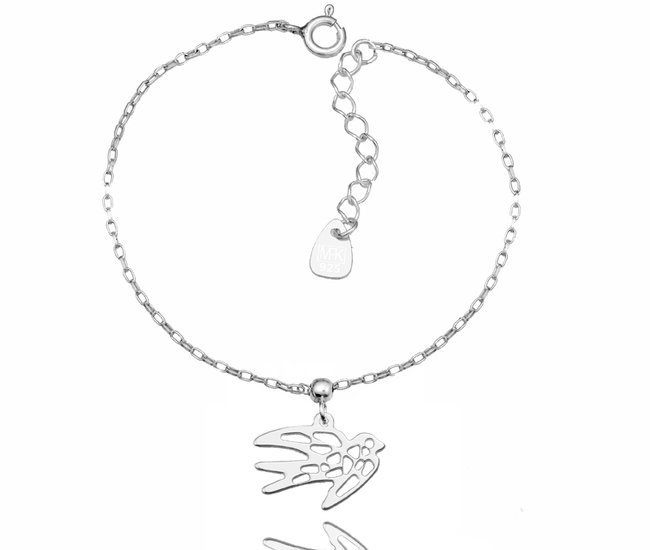 1157 bransoletka z srebrna 925 ażurowa jaskółka ptak origami